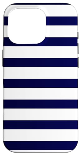 Marineblau-weiße Streifen gestreiftes modernes schlichtes Hülle für iPhone 16 Pro Marineblau-weiße Streifen gestreiftes modernes schlichtes Hülle für iPhone 16 Pro von BDAZ