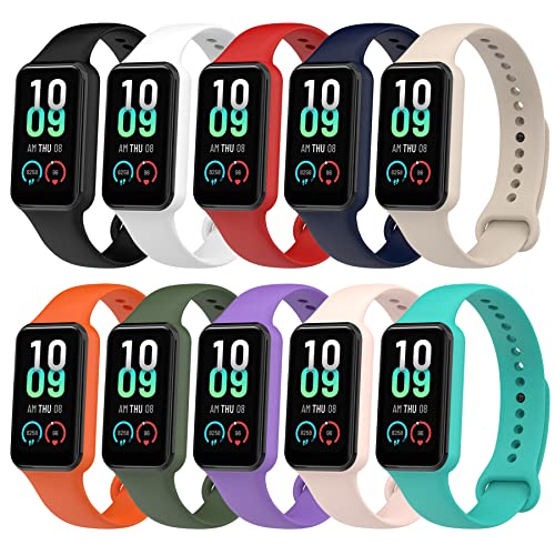 BDIG 10 Pcs Kompatibel Für Amazfit Band 7 Armband, Sport Silikon Uhrenarmband Amazfit Band 7 Armband Smartwatch Ersatzarmband mit Amazfit Smart Band 7 von BDIG