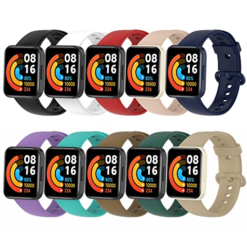 BDIG 10 Pcs Kompatibel Für Xiaomi Mi Watch Lite 2 Armband Redmi Watch 2, Sport Silikon Uhrenarmband Redmi Watch Lite 2 Armband Smartwatch Ersatzarmband Xiaomi Watch 2 von BDIG