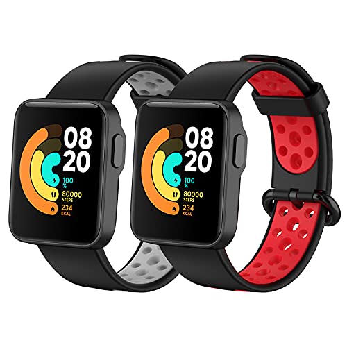 BDIG 2 Pcs Kompatibel Für Xiaomi Mi Watch Lite Armband Redmi Watch, Sport Silikon Uhrenarmband Redmi Watch Armband Smartwatch Ersatzarmband Xiaomi Mi Watch Lite von BDIG