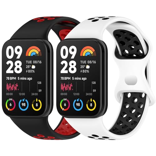 BDIG 2 Stück Armband Kompatibel mit Xiaomi Mi Band 8 Pro/Redmi Watch 4,Weiche Zweisfarbige Silikon-Sportarmbänder für Xiaomi Mi Band 8 Pro/Redmi Watch 4. von BDIG