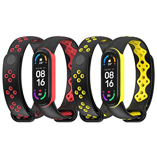 BDIG 2 Stück Armband für Xiaomi Mi Band 5 & Miband 6 / Amazfit Band 5, MiBand 7 Smart Ersatzbänder Bunte Soft Silikon Armband Smartwatch Ersatzarmband für Xiaomi MiBand 5/6/7 von BDIG