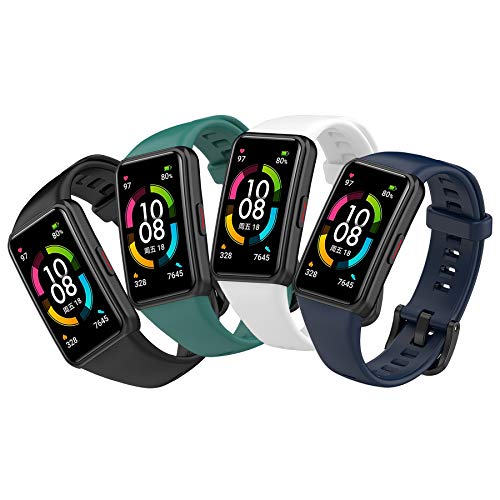 BDIG 4 Pcs Ersatzband Kompatibel Für Honor Band 6 Armband, Sport Silikon Armband Smartwatch Ersatzbänder für Honor Band 6 Ersatzband von BDIG