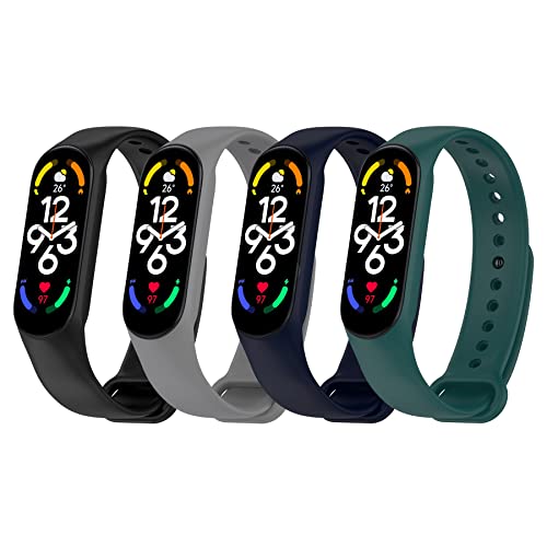 BDIG 4 Stück Armband für Xiaomi Mi Band 7, MiBand 7 Smart Ersatzbänder Bunte Soft Silikon Armband Smartwatch Ersatzarmband für Xiaomi MiBand 7 von BDIG