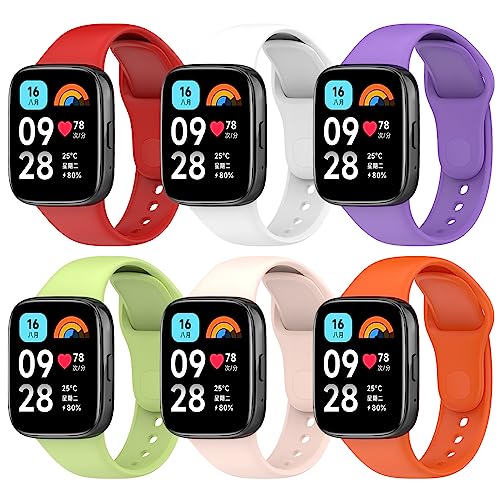 BDIG 6 PCS Armband kompatibel mit Xiaomi Redmi Watch 3 Active, Ersatz-Silikon-Armband mit buntem Armband für Xiaomi Redmi Watch 3 Active(Nicht kompatibel mit Redmi Watch 3) von BDIG