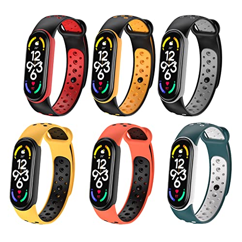 BDIG 6 PZ Kompatibel Für Xiaomi Mi Band 5 Armband Miband 6, Sport Silikon Armband Smartwatch Ersatzbänder für Mi Band 6/5 von BDIG
