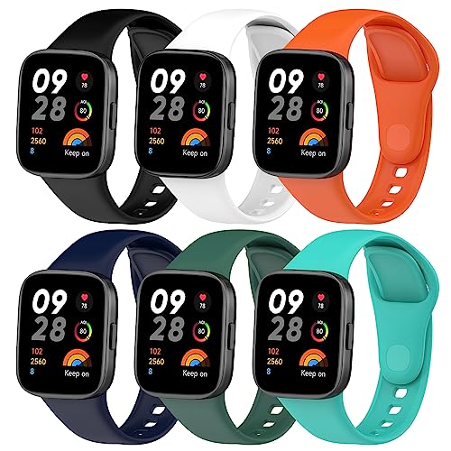 BDIG 6 Pcs Kompatibel Für Xiaomi Redmi Watch 3 Armband, Sport Silikon Uhrenarmband Xiaomi Watch 3 Armband Smartwatch Ersatzarmband mit Redmi Watch 3 von BDIG