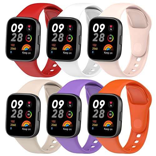 BDIG 6 Pcs Kompatibel Für Xiaomi Redmi Watch 3 Lite Armband, Sport Silikon Uhrenarmband Xiaomi Watch 3 Lite Armband Smartwatch Ersatzarmband mit Redmi Watch 3 von BDIG