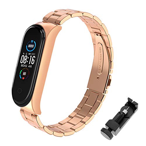 BDIG Armband Ersatz für Xiaomi Mi Band 6, MiBand 5 Smart Armband Ersatzband Wasserdicht Edelstahl Replacement Wrist Strap Armband Zubehör für Xiaomi Mi Band 5 & MiBand 6 von BDIG