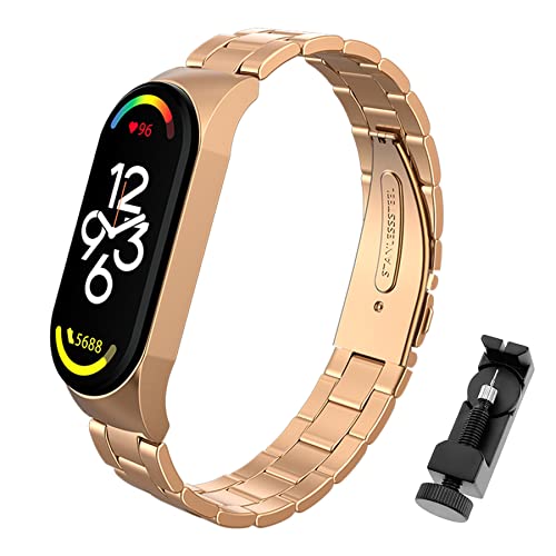 BDIG Armband Kompatibel mit Xiaomi Mi Band 7, Metall Ersatzarmband Einstellbar Edelstahl Replacement Armband Zubehör Uhrenarmband für Mi Smart Band 7 (Nicht enthalten Uhr) von BDIG