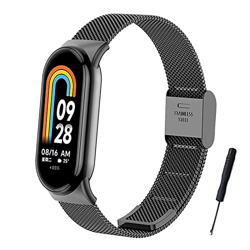 BDIG Armband kompatibel mit Xiaomi Mi Band 8, Edelstahl-Ersatzarmband mit verstellbarer Schnalle für Mi Smart Band 8 Gold von BDIG