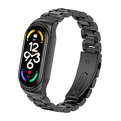 BDIG Ersatzbänder Kompatibel für Xiaomi Band 7 Metallbänder, Mi Band 7 Armband Edelstahl Verstellbares Strap Ersatzband Zubehör mit Xiaomi Mi Band 7 von BDIG