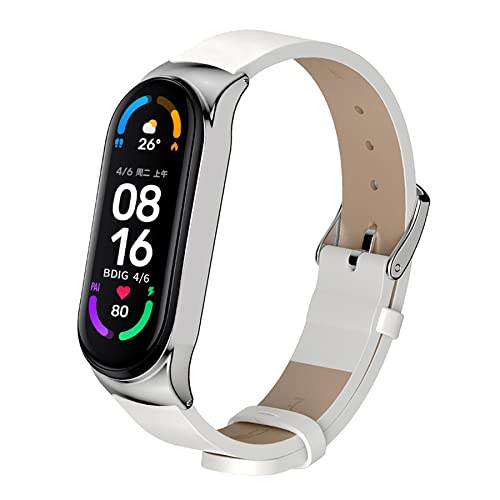 BDIG Kompatibel Für Xiaomi Mi Band 5 Armband Leder Miband 6, MiBand 4 Lederarmband Armband Uhrenarmband Handgelenk Smartwatch Ersatzbänder für Xiaomi Mi Band 5/3 von BDIG