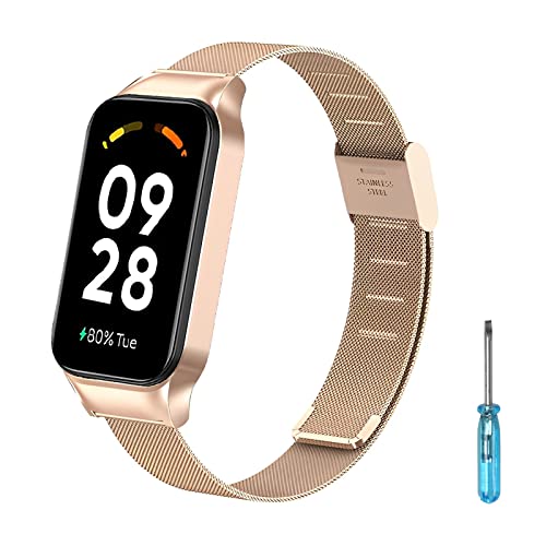 BDIG Metall Armband Kompatibel für Xiaomi Redmi Smart Band 2, Redmi Band 2 Armband Edelstahl Verstellbares Strap Ersatzband Zubehör mit Redmi Smart Band 2 von BDIG