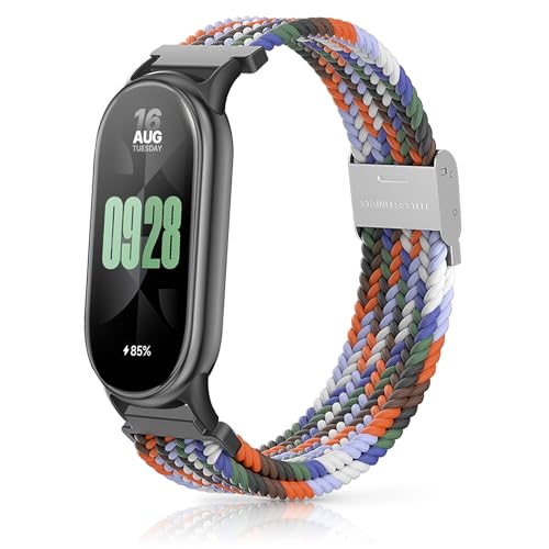 BDIG geflochtenes Armband Kompatibel mit xiaomi mi band 8 für Damen Herren, Elastisch Nylon Armbänder für mi band 8 Farbe von BDIG