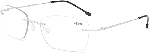 Reading Glasses für Women Men, Rimless Rectangular Readers, Anti-Blaulicht Entspiegelte Lesebrille, Zoom Anti-Blaulicht-Lesebrille, Dioptrie 1.00-3.00 Silver,+1.50 Reading Glasses für Women Men, Rimless Rectangular Readers, Anti-Blaulicht Entspiegelte Lesebrille, Zoom Anti-Blaulicht-Lesebrille, Dioptrie 1.00-3.00 Silver,+1.50 von BDXZJ