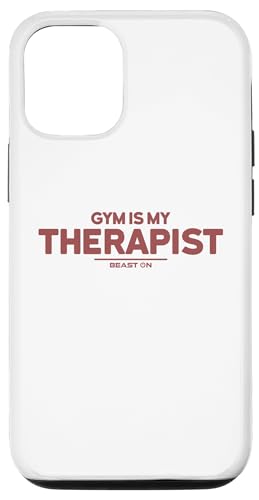 Hülle für iPhone 12/12 Pro Gym is my Therapist Bodybuilder Workout rot Frauen Männer von BEAST ON