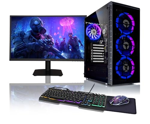 BEASTCOM Q3 Essential Gaming, Komplett Set PC, AMD Ryzen 5 6X 4,20GHz 12 Threads, 4K Vega Radeon Grafik, 16GB RAM, 1TB SSD, Monitor LED 24", Tastatur, Maus, Mauspad, WiFi, Windows 11 Pro von BEASTCOM