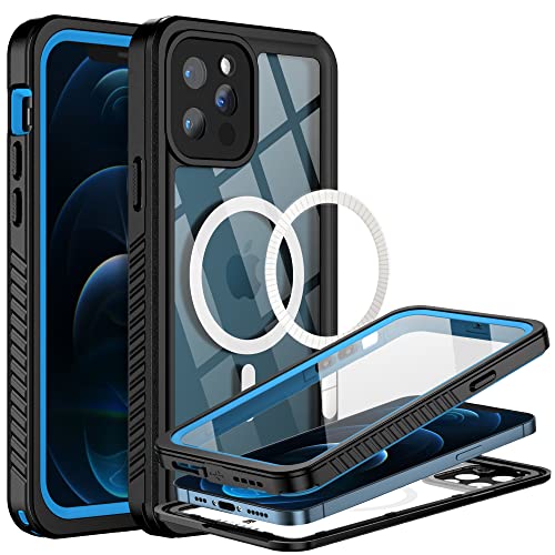 BEASTEK Für iPhone 12 Pro wasserdichte Hülle, FSN Serie IP68 magnetische stoßfeste Hülle mit integriertem Displayschutz und MagSafe Schutzhülle, iPhone 12 Pro 6,1 Zoll (blau) von BEASTEK