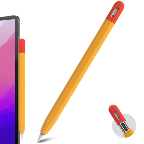 BEAUDOM Silikonhülle für Apple Pencil USB-C Hülle Apple Pencil USB C Anti-Rutsch Case kompatibel mit Apple Pencil USB-C (Orange, Rote Kappe) von BEAUDOM