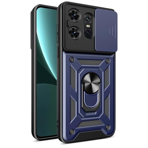BEEJTUNY Handyhülle für Motorola Edge 50 PRO/Moto Edge50 PRO, Hülle Stoßfeste Bumper mit Objektiv Cover, Schutzhülle mit 360°Ringständer. Cover Case mit Magnetisch Ring. Blau von BEEJTUNY