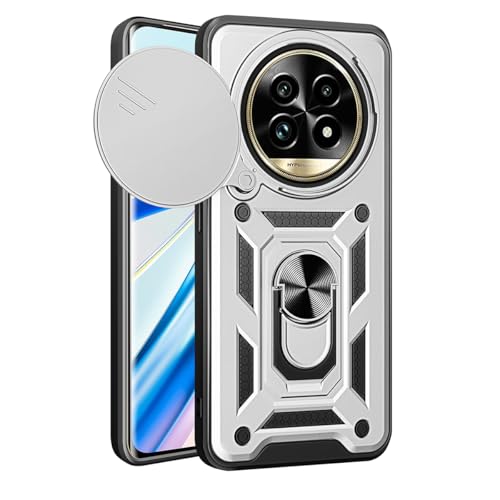 BEEJTUNY Handyhülle für Oppo Realme 13 Pro 5G/Realme 13 Pro Plus+, Hülle Stoßfeste Bumper mit Objektiv Cover, Schutzhülle mit 360°Ringständer. Cover Case mit Magnetisch Ring. Silber von BEEJTUNY