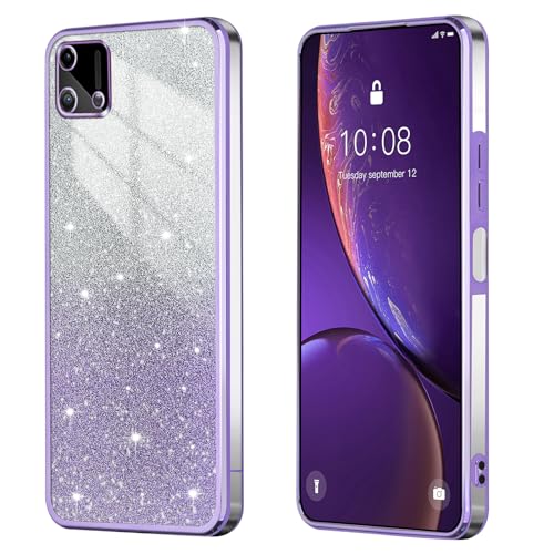 BEEJTUNY Handyhülle für Realme C11 2021 / Realme C20, Weiche und Schöne Hülle mit Glitzeraufkleber, Transparente Bumper Schutzhülle, Stilvolle Stoßfeste Hülle. Lila von BEEJTUNY