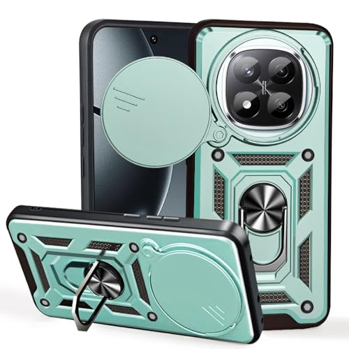 BEEJTUNY Handyhülle für Xiaomi Redmi Note 14 Pro+ Plus 5G, Hülle Stoßfeste Bumper mit Objektiv Cover, Schutzhülle mit 360°Ringständer. Cover Case mit Magnetisch Ring. Grün von BEEJTUNY