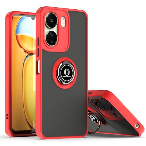 BEEJTUNY Schutzhülle für Xiaomi Redmi 13C 4G mit Ring, TPU+PC Handyhülle mit 360° Magnetring Ständer, Stoßfester Bumper Hülle und Robuster Cover Case. Rot von BEEJTUNY