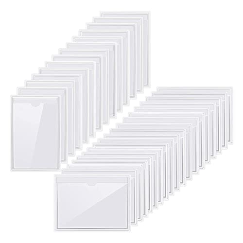 BEEOFICEPENG 50 Stück Selbstklebende Etikettenkartenhalter Indextaschen Halter 2 Größen Klar Kunststoff Kartenhalter Klebeetikettenhalter von BEEOFICEPENG