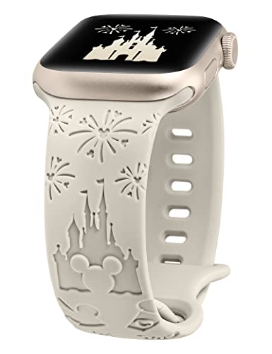 BEEXI Cartoon Gravierte Armband Kompatibel mit Apple Watch Armband 41mm 38mm 40mm Damen Herren, Silikon Blume Fancy Cute Design Sport Armbänder für iWatch Serie 9/8/7/6/5/4/3/2/1/SE von BEEXI