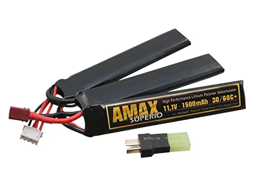 Begadi "AMAX Superio" LiPo Akku 11,1V 1500mAh 30/60C+ "Regular Triple Stick" mit Dean & Adapter auf Mini TAM -goldfarben- von BEGADI