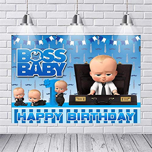 Fotografie Hintergründe Vinyl Neugeborene Babyparty Cartoon Boss Baby Hintergrund Kinder Geburtstag Hintergründe Für Fotostudio-150X150Cm von BEI&YANG