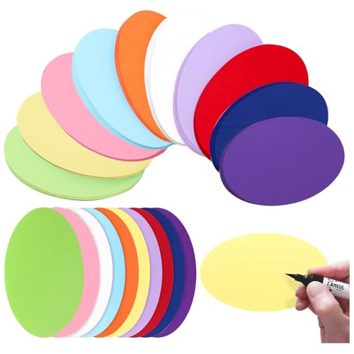 500 Stück Moderationskarten Oval Bunt Präsentationskarten 13x8cm Moderationskarten Rund Klein Moderationskoffer Moderationskarten Set Bastelkarton Oval Farbkarten Für Vortrag Schule Büro von BEIMEIII