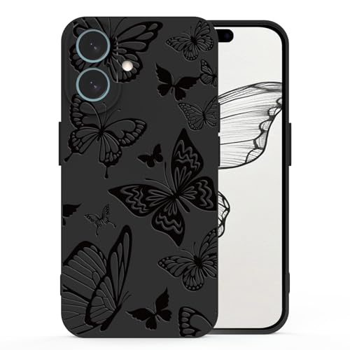 BEIMEITU Schutzhülle für iPhone 16, Schmetterlingsmuster, niedliches Design für Damen und Mädchen, weich, stoßfest, dünn, mit hübschem Schmetterlingsmuster, Schwarz BEIMEITU Schutzhülle für iPhone 16, Schmetterlingsmuster, niedliches Design für Damen und Mädchen, weich, stoßfest, dünn, mit hübschem Schmetterlingsmuster, Schwarz von BEIMEITU