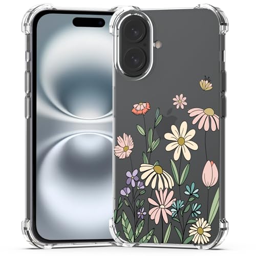 BEIMEITU Schutzhülle für iPhone 16 Plus, Blumenmuster, Frühlingsgarten, stoßfest, weich, transparent, 17 cm (6,7 Zoll) von BEIMEITU