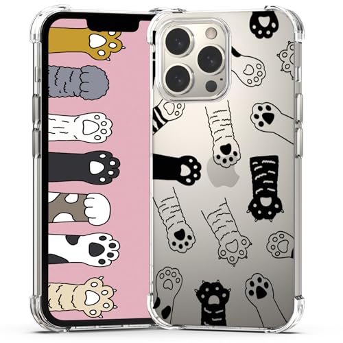 BEIMEITU Schutzhülle für iPhone 16 Pro, modisches schwarz-weißes Katzenpfoten-Design, für Damen und Mädchen, transparent, weiches TPU, transparent, für iPhone 16 Pro, Jungen, 16 cm (6,3 Zoll) von BEIMEITU
