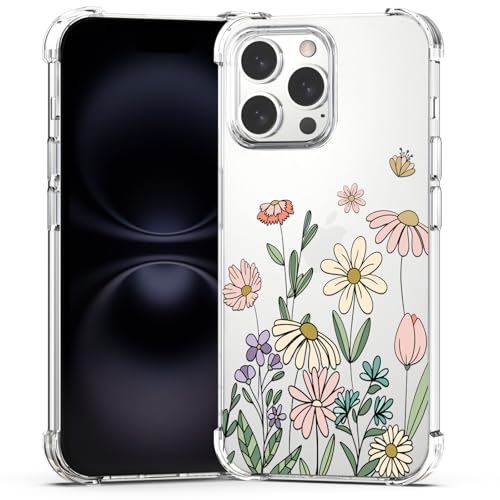 BEIMEITU Schutzhülle für iPhone 16 Pro Max, Blumenmuster, Frühlingsgarten, stoßfest, weich, transparent, 17,5 cm (6,9 Zoll) von BEIMEITU