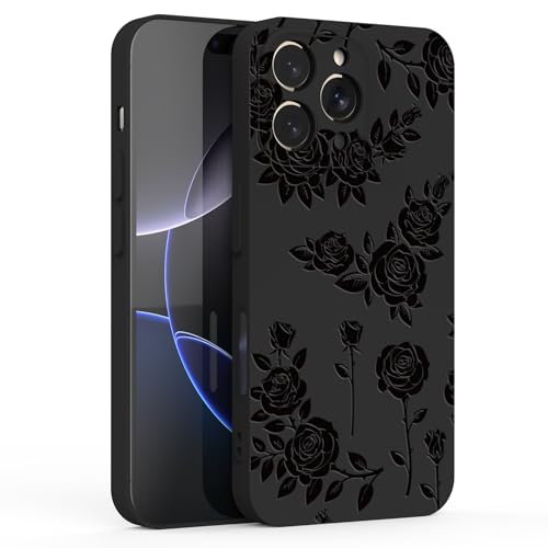BEIMEITU Schutzhülle für iPhone 16 Pro Max mit Blumenmuster, Motiv: Rose, schwarze Designs, Blume für Mädchen, Kameraschutz, weich, schlank, schönes Rosenmuster, Handyhülle für iPhone 16 Pro Max BEIMEITU Schutzhülle für iPhone 16 Pro Max mit Blumenmuster, Motiv: Rose, schwarze Designs, Blume für Mädchen, Kameraschutz, weich, schlank, schönes Rosenmuster, Handyhülle für iPhone 16 Pro Max von BEIMEITU