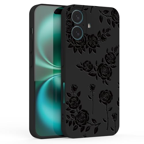 BEIMEITU Schutzhülle für iPhone 16 mit Blumenmuster, Motiv: Rose, schwarze Designs, Blume für Mädchen, Kameraschutz, weich, schlank, schönes Rosenmuster, Handyhülle für iPhone 16 BEIMEITU Schutzhülle für iPhone 16 mit Blumenmuster, Motiv: Rose, schwarze Designs, Blume für Mädchen, Kameraschutz, weich, schlank, schönes Rosenmuster, Handyhülle für iPhone 16 von BEIMEITU