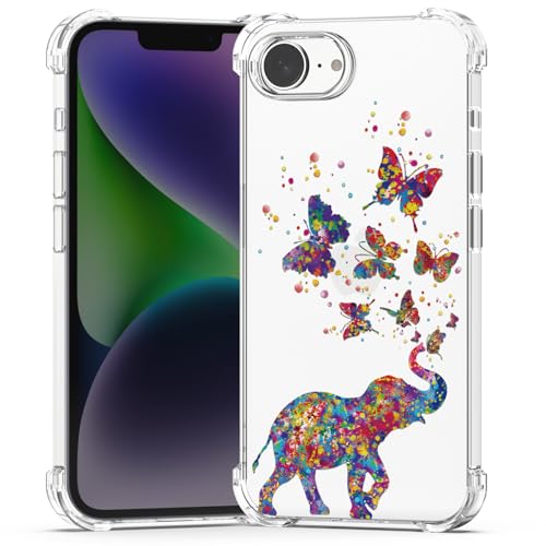 BEIMEITU Schutzhülle für iPhone 16e, Motiv: Schmetterling, Elefant, niedlich, weich, für Mädchen, Schmetterling-Design, stoßfest, für Kinder, transparent, für iPhone 16e BEIMEITU Schutzhülle für iPhone 16e, Motiv: Schmetterling, Elefant, niedlich, weich, für Mädchen, Schmetterling-Design, stoßfest, für Kinder, transparent, für iPhone 16e von BEIMEITU