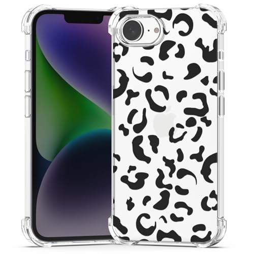 BEIMEITU Transparente Schutzhülle für iPhone 16e, Leopardenmuster, schlichtes Design, für Damen und Mädchen, stoßfester Schutz, weiche TPU-Schutzhülle für iPhone 16e, Jungen, Herren, Schwarz von BEIMEITU