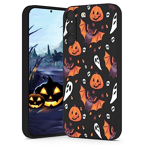 BEIMEITU für Samsung Galaxy S23 Halloween Hülle Kürbis Fledermäuse, Niedliches Design Kinder Frauen Mädchen Schwarz Backcover Stoßfest Weich Schädel Nüsse Handyhülle Case Cover für Samsung Galaxy S23 von BEIMEITU