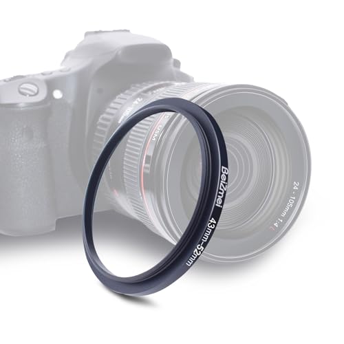 Filter Adapter von 43 mm auf 52 mm, kompatibel mit Allen 43 mm, Objektiv mit 52 mm, UV, ND, CPL, Filter, 43 mm Objektiv zu 52 mm, Kamerafilter (43-52 mm) von BEIZMEI