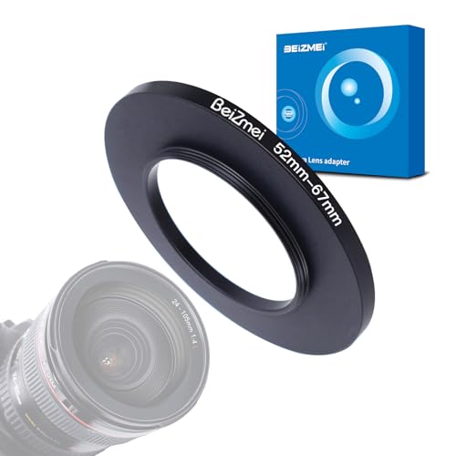 Filter Adapter von 52 mm auf 67 mm, kompatibel mit allen 52 mm, Objektiv mit 67 mm, UV, ND, CPL, Filter, 52 mm Objektiv zu 67 mm, Kamerafilter (52-67 mm) von BEIZMEI