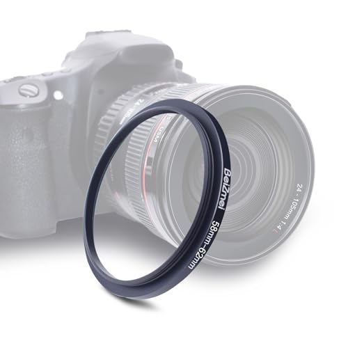 Filter Adapter von 58 mm auf 62 mm, kompatibel mit Allen 58 mm, Objektiv mit 62 mm, UV, ND, CPL, Filter, 58 mm Objektiv zu 62 mm, Kamerafilter (58-62 mm) von BEIZMEI