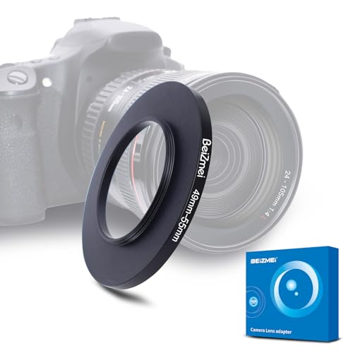 Filteradapter von 49 mm auf 55 mm, kompatibel mit allen 49 mm Objektiven mit 55 mm UV,ND,CPL, Filter, 49 mm Objektiv bis 55 mm Kamerafilter (49-55 mm) von BEIZMEI