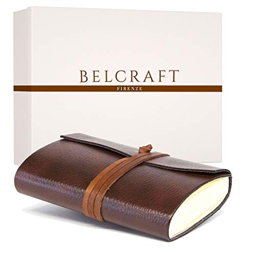 Tivoli kleines Notizbuch aus recyceltem Leder, Handgearbeitet in klassischem Italienischem Stil, Geschenkschachtel inklusive, Tagebuch (9x13 cm) Braun von BELCRAFT