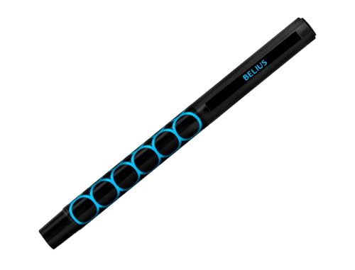 BELIUS Kugelschreiber Legacy Aluminium Design Kreise blau Körper schwarz Tinte blau Designbox von BELIUS