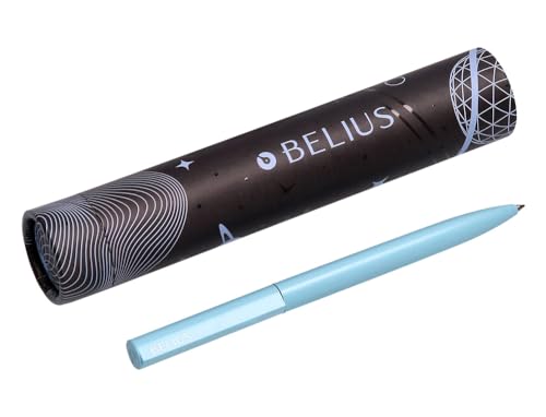 BELIUS Tintenroller B Aluminium Minimalismus, Blau, Tinte, zylindrische Box von BELIUS